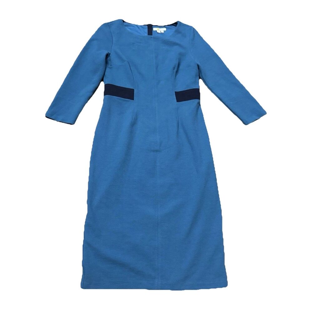 Boden London Laura Ottoman Dress Drummer Blue Sheath Midi US 8R